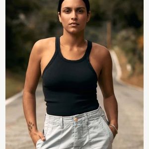 faded black ribbed racerback tank from Imogene + willie